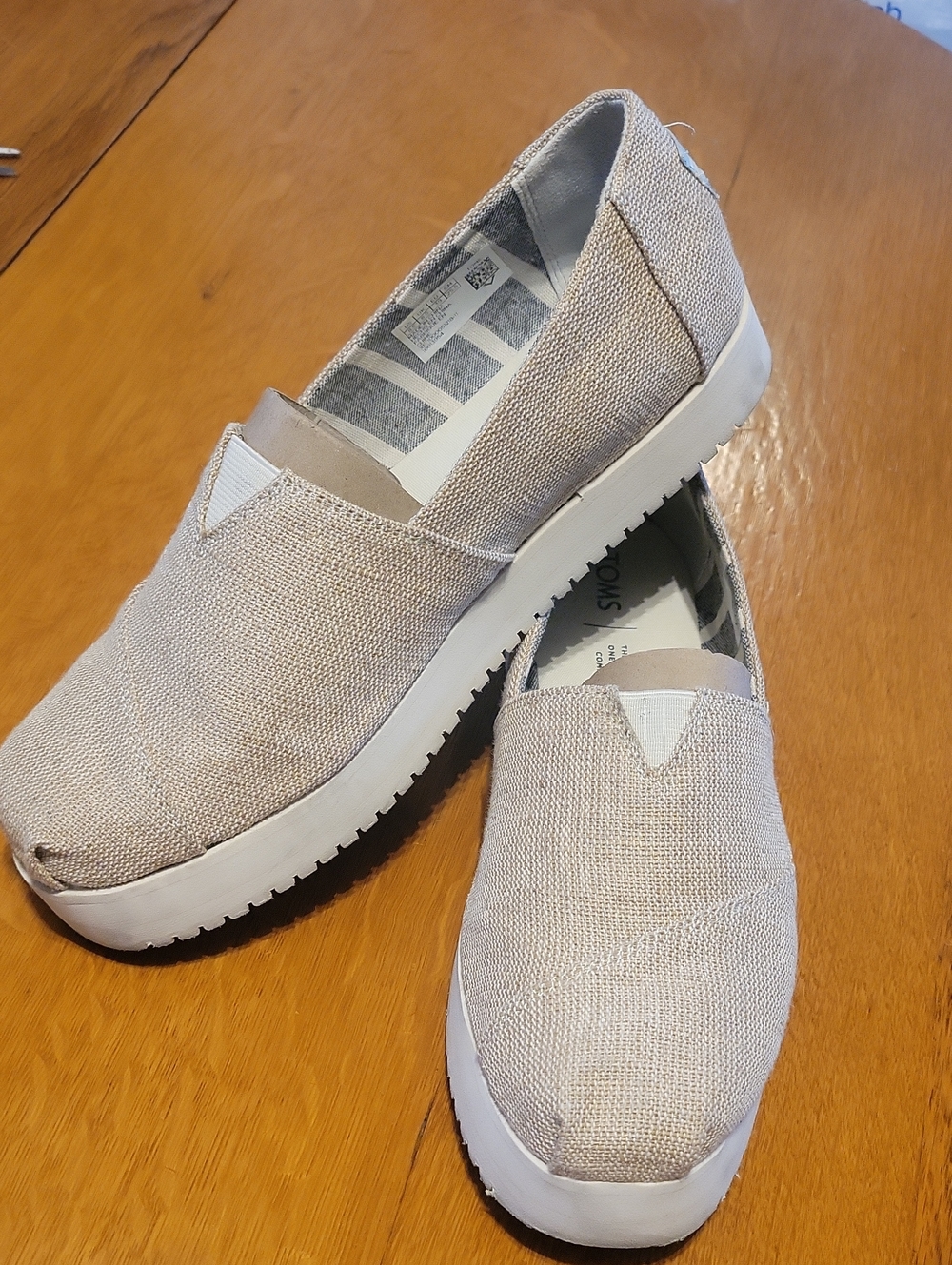 Toms Slip-On Shoes in Light Tan Canvas
